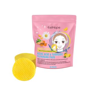 40Pcs Turmeric Kojic Acid Cleansing Pads Gentle Cleansing Pore Reduces Acne Brightens Skin Exfoliating Facial Skin Care
