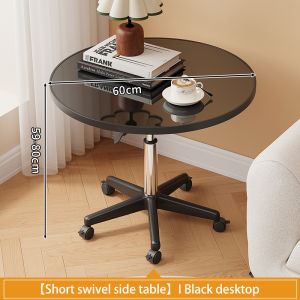 【Height-Adjustable】Coffee Table With Wheels Round Table Moveable Desk Tea Table Dining Table For Living Room