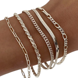 5/6pcs phong cách vòng đeo tay hợp kim và vòng chân thiết lập mạnh mẽ và linh hoạt Bangle và Chuỗi đeo chân Phụ kiện cho phụ nữ