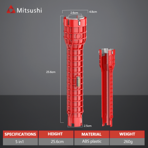 Mitsushi 14 in 1 Sink Wrench Multifunctional Pipes Wrench Faucet Install Tool Spanner for Sink Maintenance Water Pipes Bathroom