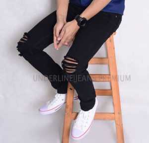 TURUN HARGA CELANA JEANS PRIA SOBEK LUTUT / SOFT JEANS SKINNY SLIMFIT STREET HITAM / CELANA PANJANG SOBEK PRIA / CELANA SOBEK PRIA TERBARU / CELANA PANJANG PRIA