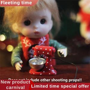 Fleeting time 1:12 Dollhouse Miniature Christmas Red Mixer Blender Model Christmas Scene Ornament Kitchen Decor Toy