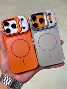 Ốp lưng từ tính AG Matte sang trọng cho iPhone 17 Air 16 15 14 13 12 11 Pro Max giá đỡ ống kính kim loại chống sốc