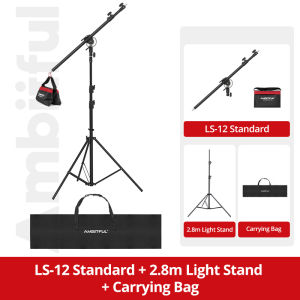 Ambitful LS-12/13/15 108/157/238cm Metal Photography Boom ArmLength Adjustable 1/4"&3/8" Screw Interface with Sandbag Max 5kg