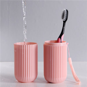 Toothbrush Cup Holder Toothpaste Storage Cartridge Portable Travel Stripe Toothbrush Box Rinse Cup with Hanging Rope Dental Jar