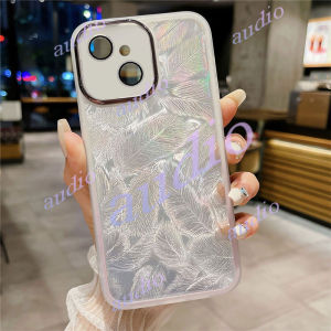 TECNO Spark 40c 4G Laser Feather Glitter Phone Case For Tecno Spark 40C 4G With Full Camera Lens Protective Film Clear Transparent Feather Casing For TECNO Spark40C 4G Back Cover