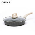 Carote Granite Nonstick Frying Pan Healthy Cooking Wok Periuk Kuali Tak Melekat, Marble Stone Die-Cast Skillet, PFOA Free, All Stove Applied (20/24/28cm,Essential Woody). 