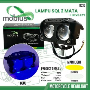 LAMPU TEMBAK LASER FOGLAMP SQL 2 MATA LED SUPERBRIGHT 60 WATT HIGH BEAM / LOW BEAM
