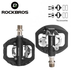 【Local Delivery】ROCKBROS Cleats Pedal MTB Self-Lock Pedals with Clips SPD Aluminum Alloy Bike Pedal Anti-skid Sealed Bearing Bicycle Pedals Bicycle Parts