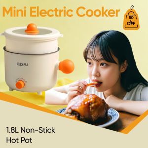 Compact Electric Hot Pot Cooker 600W Non-Stick Multi-Cooker Steamer for Rice Soup & Boiling Portable Mini Kitchen