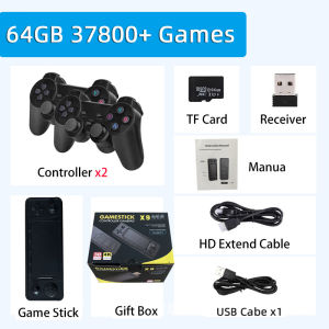 Máy Chơi Game Stick Vàng X9 Chip S905X3 Cấu Hình cao Kèm 2 tay cầm Ram 2GB Có 40000 Game Cài Sẵn Độ Phân Giải 4K bảo hành 12 tháng