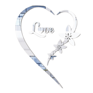 IDMU94789 3D Heart Mirror Surface Wall Sticker Flower Multicolor Wall Stickers Decorative Acrylic Heart Wall Decals Bedroom