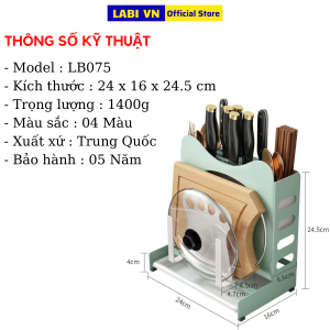Kệ Đựng Đồ Nhà Bếp Đa Năng LABI VN LB075 Với Ống Đựng Đũa Thìa Rĩa Giá Cài Thớt Vung Xoong Nồi Và Có Khay Hứng Nước