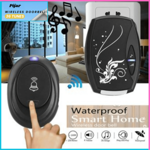 COD Cepat TaffHOME Bel Pintu Wireless Waterproof dengan EU Plug 36 Nada Suara Bisa diatur / Bell rumah suara tanpa kabel jarak jauh anti air alarm pintu wireless waterproof dengan EU plug Suara Keras Jangkaun 30-50M - PIJAR