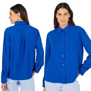 Unp*u Femme Womens Royal Blue Longsleeve Shirt / KEMEJA LENGAN PANJANG WANITA BRANDED