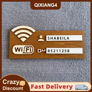 【QIXIANG4】 1PC mộc mạc bằng gỗ Wifi mật khẩu đăng nhập cổ điển treo tường không dây mạng chỉ số mảng bám đa mục đích trang trí nội thất phụ kiện