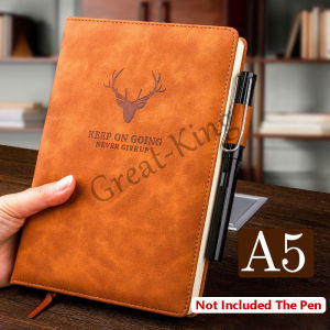 Sổ tay HƯƠU bìa da PU phiên bản mới ghi chép A5 360 trang 80gsm 145x210mm HXGS Sổ tay kẻ ngang dập hình nổi