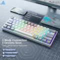 SOLAKAKA Hot-swappable Wireless Mechanical Keyboard 61 Keys RGB Backlit Bluetooth+2.4G Wireless+Type-C Wired 3-mode Connection Gaming Keyboard (SK961 ). 