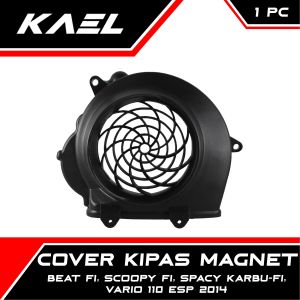Cover Kipas Magnet Honda Beat FI & Scoopy F1 & Spacy Karbu FI & Vario 110 eSP 2014 Penutup Tutup Tameng Pelindung Radiator Fan Polos Hitam Magnit Full Lubang Custom Bolong Untuk Spiner Spinner Extra Bubble