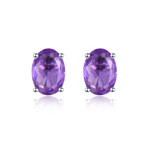 Lohaspie Jewelry Silver 925 Citrine Stud Earrings for Women Birthday Gift Genuine Green Chrome Diopside Amethyst Peridot Swiss Blue Topaz Birthstone Female