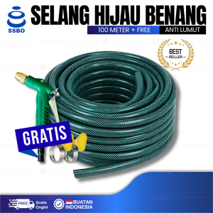 Selang Air 100 Meter 1/2 5/8 3/4 Inch Benang Hijau Anti Lumut Taman Cuci Motor Mobil COD