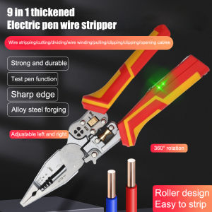 Follow Get New[Beautiful SS] Electrician Plier 8-in-1 Multifunctional Versatile Wire Stripping Pliers Electricity Measurement Non-slip Wire Stripping Plier