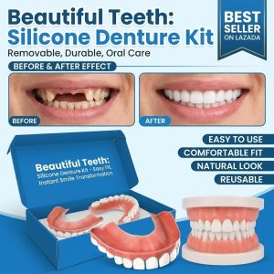 Silicone Dentures Comfortable False Teeth Seamless Design Smile Retainer Oral Care Accessory