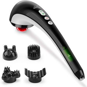 Snailax SL-482 Cordless Handheld Deep Tissue Massager with Heating,Rechargeable Portable Wireless Electric Percussion Full Body Deep Tissue Massager for Muscles Back Neck Shoulder Leg Vibration Massager with Heat Therapy- 2 Yrs Warranty Ideal Gift