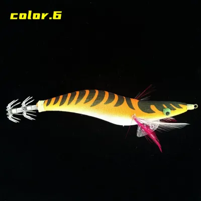 3.5# (5.3inch/19g) Japanese Quality Material UV Luminous Wooden Egi Shrimp Squid Hook Jig Lure