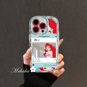 Mrhaha gương ốp điện thoại cho samsung s24 ultra s23fe s23 ultra a55 a54 a51 a32 a35 a34 a25 a24 a15 a14 a13 a12 a10s a05s a03 a02s 4g 5g phim hoạt hình công chúa xinh đẹp phong cách ins rõ ràng tối giản tiên tiến gương điện thoại trường hợp silicone bảo