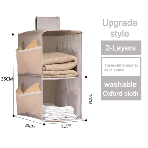 🚚 SG Seller🚚Hanging Closet Organizer Storage with Side Pockets 2/3/4 Shelves Non-woven Cloth  Foldable for Clothes Pants Underwear Bra Socks and Shoes