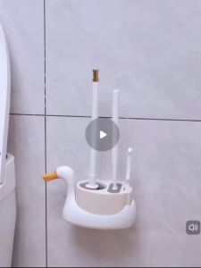 White Swan 3 in 1 Toilet Brush Set Wall Mount Household Bathroom Toilet Cleaning Brush No Dead Angle Restroom Cleaning Tool