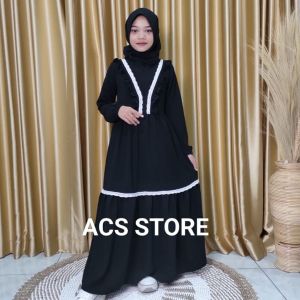 Gamis Anak | Baju Muslim Anak Set Jilbab Hitam | Syari Anak Hitam