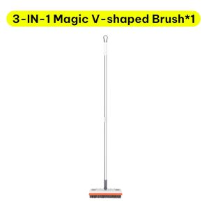 3 in 1 V Shape Floor Brush Long Handle Hard Bristle Bathroom Tile Cleaning Brush Penyapu Lantai Pemberus Tandas Rumah