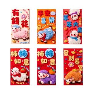IUTRE Blessing Words Goat Year Money Envelope Cartoon Chinese Style Lucky Red Pocket Creative Traditional New Year Red Packet Chinese New Year