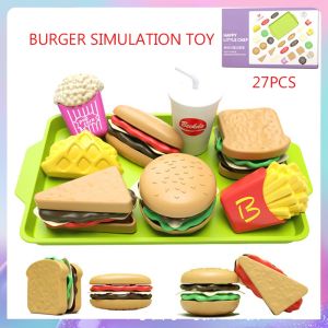 27pcs Pretend Play Food Toys Set Play House Sandwich French Fries Burger Simulation Toy