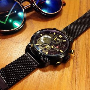 Naviforce อย่างเป็นทางการ 9068 ผู้ชายแบรนด์หรูนาฬิกาควอทซ์อะนาล็อกชาย 3ATM กันน้ำแฟชั่นสบายๆกีฬานาฬิกาหนังวงผู้ชายนาฬิกาข้อมือ