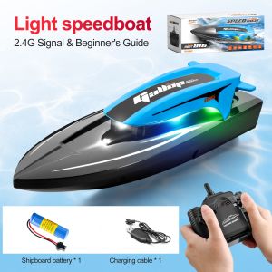 Mainan Speed Boat Remote Control Perahu Rc Kapal 2.4GHz 20km/h Tahan Air Dengan Lampu