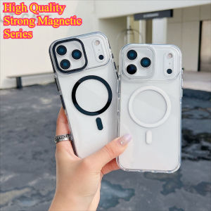 Luxury Transparent for Magsafe Case For iPhone 17 Pro Max Air 16 15 14 Plus13 12 11 Colorful Border Shockproof Cover