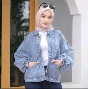 Jaket Jeans Vintage Oversize Wanita