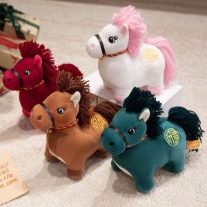 YONDO 2026 Horse Year Zodiac Horse Figurine Soft Stuffed Letter Print Horse Stuffed Animal National Style Realistic Plush Horse Doll Year of The Horse