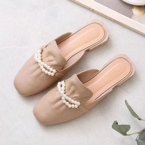 Wolf.id SPT-41 Sepatu Sandal Selop Wanita Slip On PVC Model Mutiara Korea Flat Shoes Cewek BISA COD