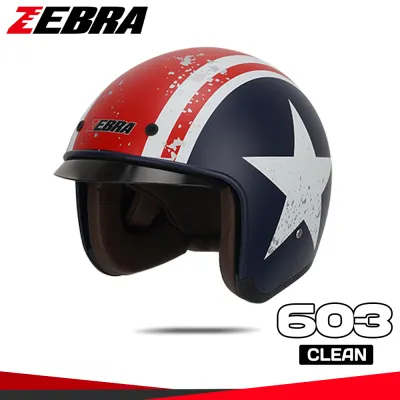 zebra 603 Retro classic Helmet Half Face Motorcycle Helmet Dual Visor Unisex Smoke visor Vintange Helmet