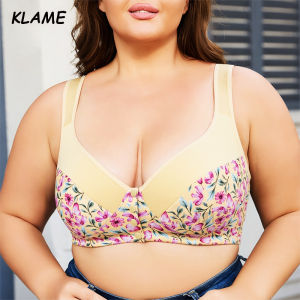 KLMAE 1XL-6XL Plus Size Womens Front Buckle Thin Push-up Bra KLM1374