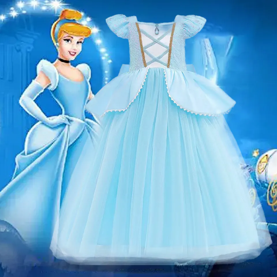 MQATZ Girls Dress Cinderella Cosplay Princess Party Sequin Patchwork Mesh  Performance Halloween SMR048