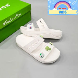 Dép Cross Nữ 2 Quai Ngang Dập Chữ Xăng Đan Lê Cros Baya Platform Sandal 3cm Croc chống trơn trượt êm chân hàng xuất khẩu - Thế Giới Cross