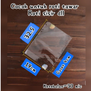 Plastik OPP roti tawarsouvenir dan parcel uk 19 x 28.5 + Gaset 4 cm