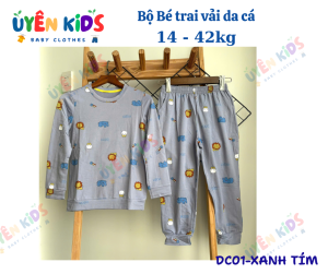 Bộ dài bé trai cotton da cá co giãn thoáng mát bộ dài thu đông ấm áp cho bé 2-12T nhiều màu