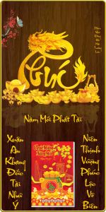 Lịch tết 2025 bìa gỗ tráng gương bọc viền 39x79cm chủ đề chữ thư pháp Phúc Lộc Thọ gắn bloc tùy chọn mẫu 04
