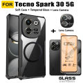 For Tecno Spark 30 5G Anti-Drop Acrylic Shell Protective Cover With Ring Iron Sheet Magnet For Tecno Spark 30 Pro 20 Pro 5G 30C Anti-blue Ray Tempered Glass and Lens Film. 